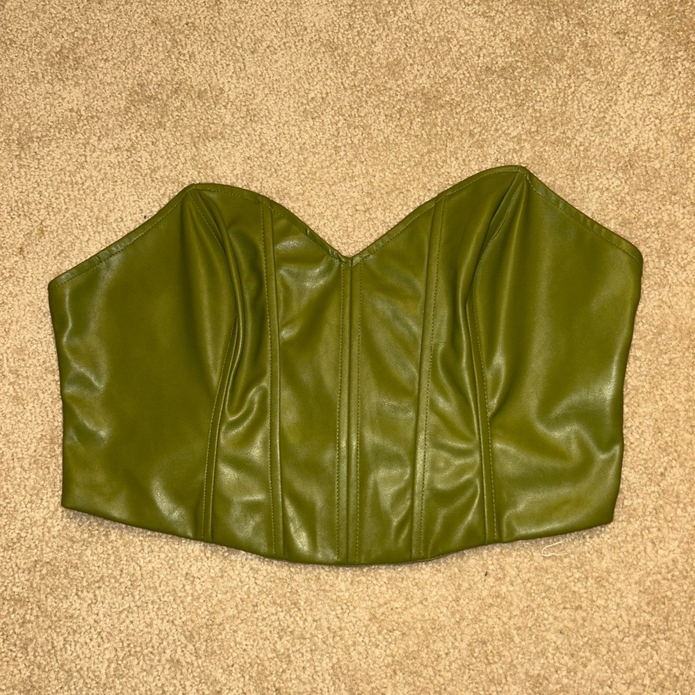 Mustard Seed Olive Green Crop Top size Large